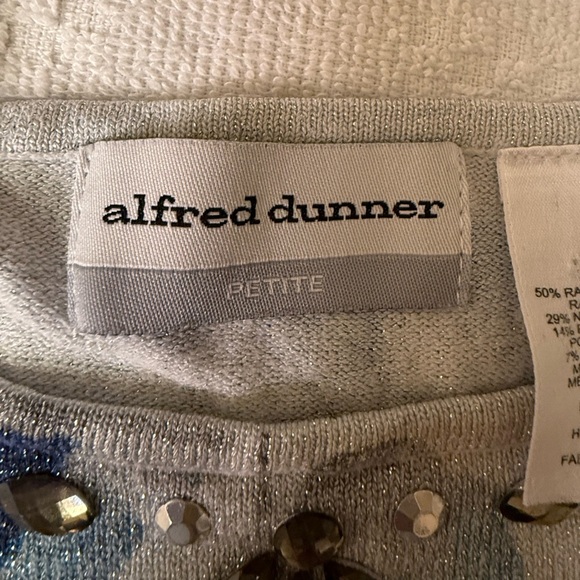 Alfred Dunner Gray and Blue Floral Blouse - Picture 4 of 5